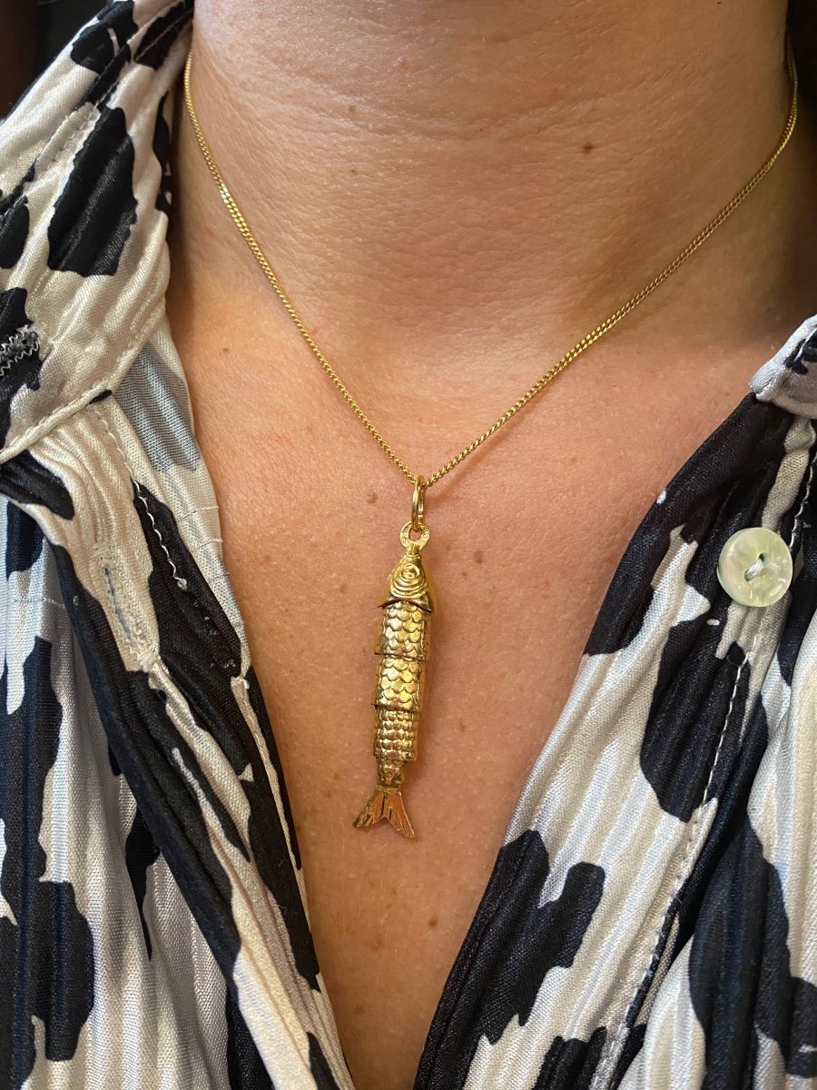 Gold Articulated Fish Pendant | Sarah Leonard Jewelers