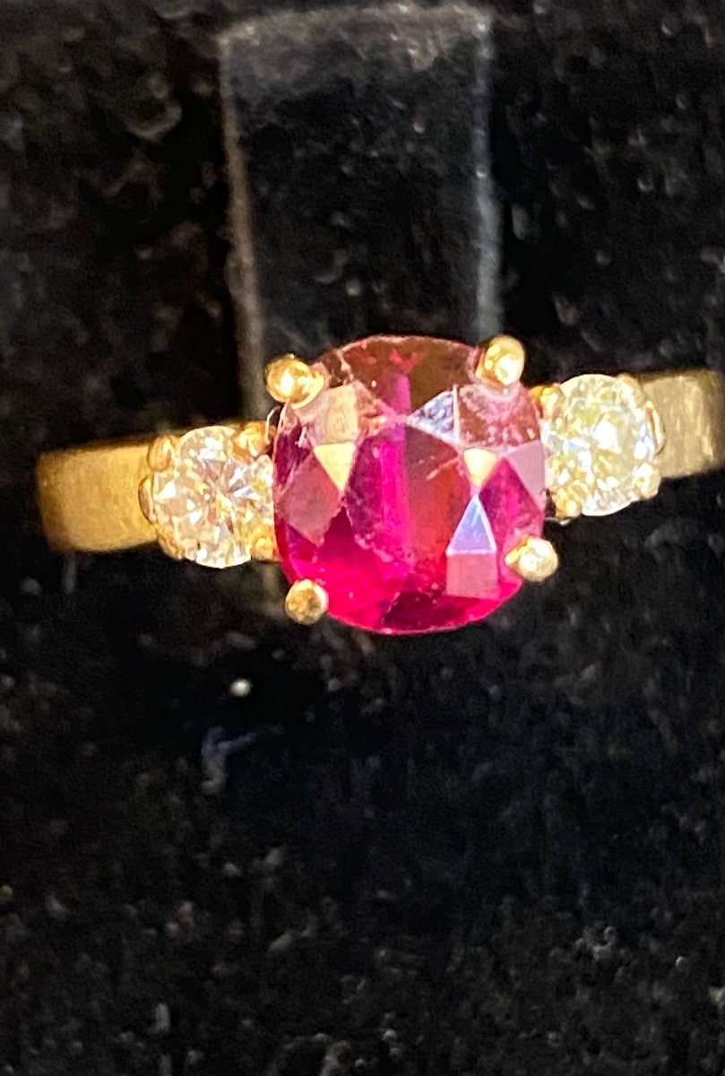 Ruby And Diamond Line Ring-photo-4