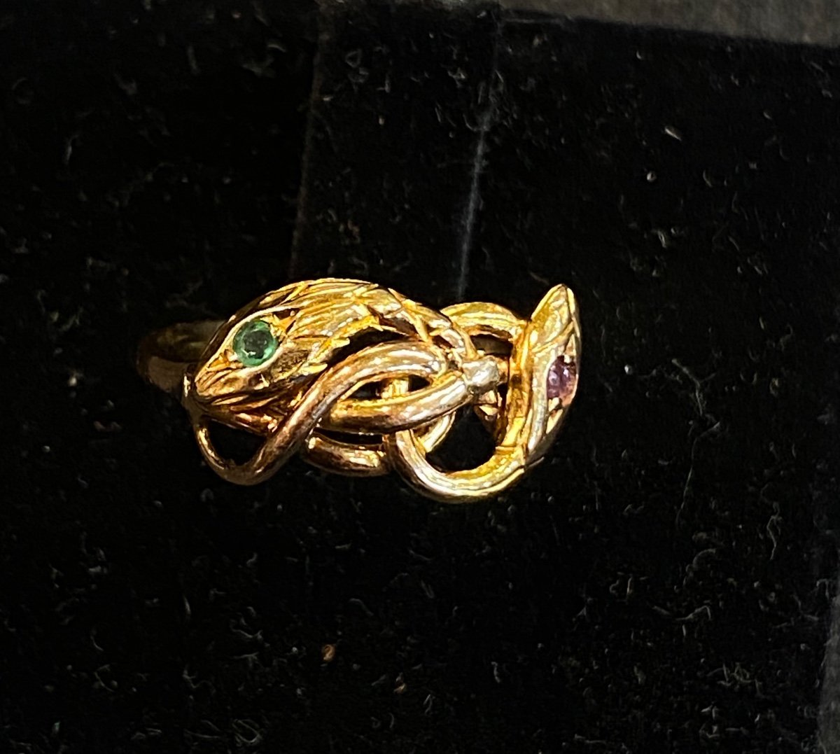 Bague Serpents émeraude Et tourmaline  -photo-3