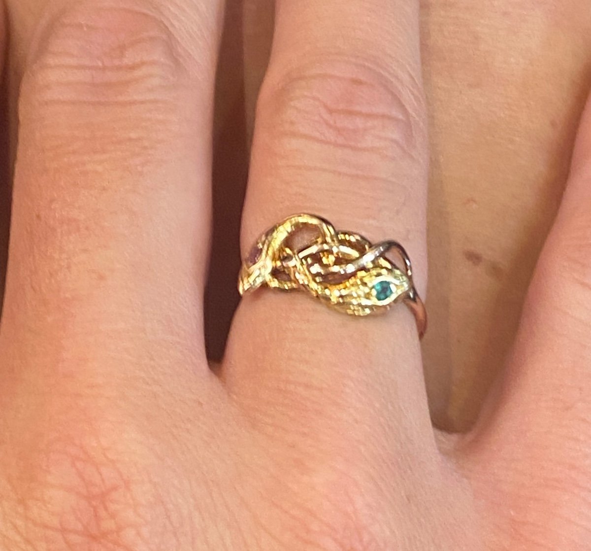 Bague Serpents émeraude Et tourmaline  -photo-2