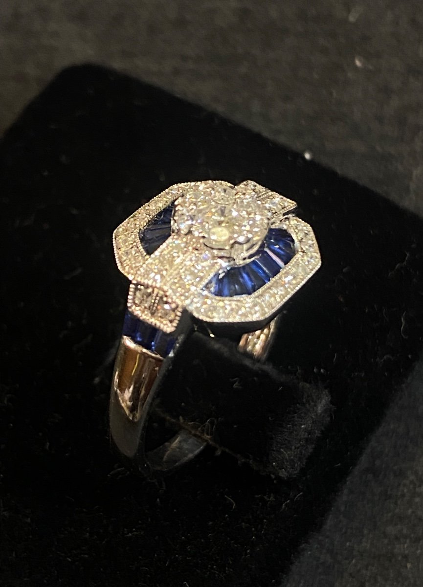 Sapphire And Diamond Paving Ring-photo-2