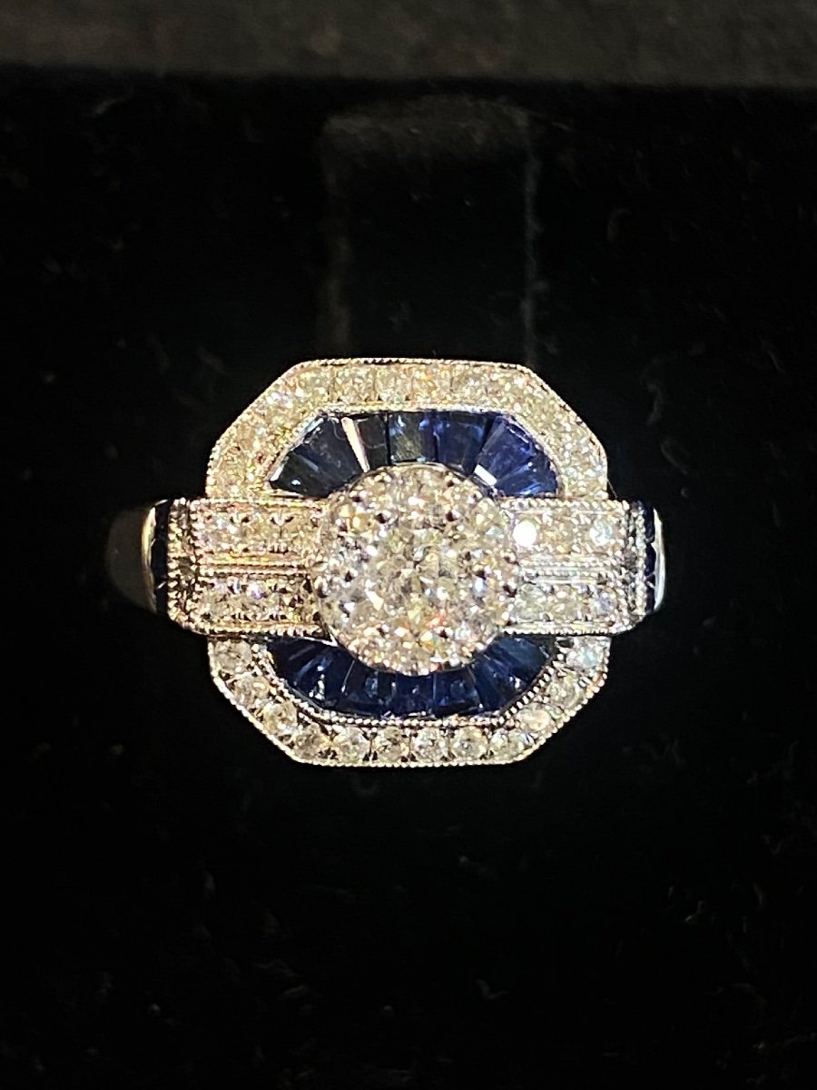 Sapphire And Diamond Paving Ring