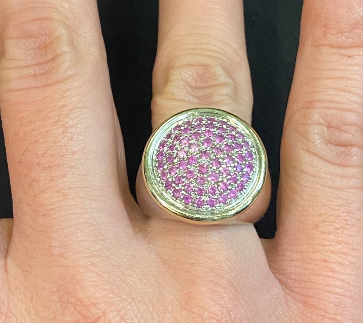 Bague  ronde Saphirs Rose-photo-2