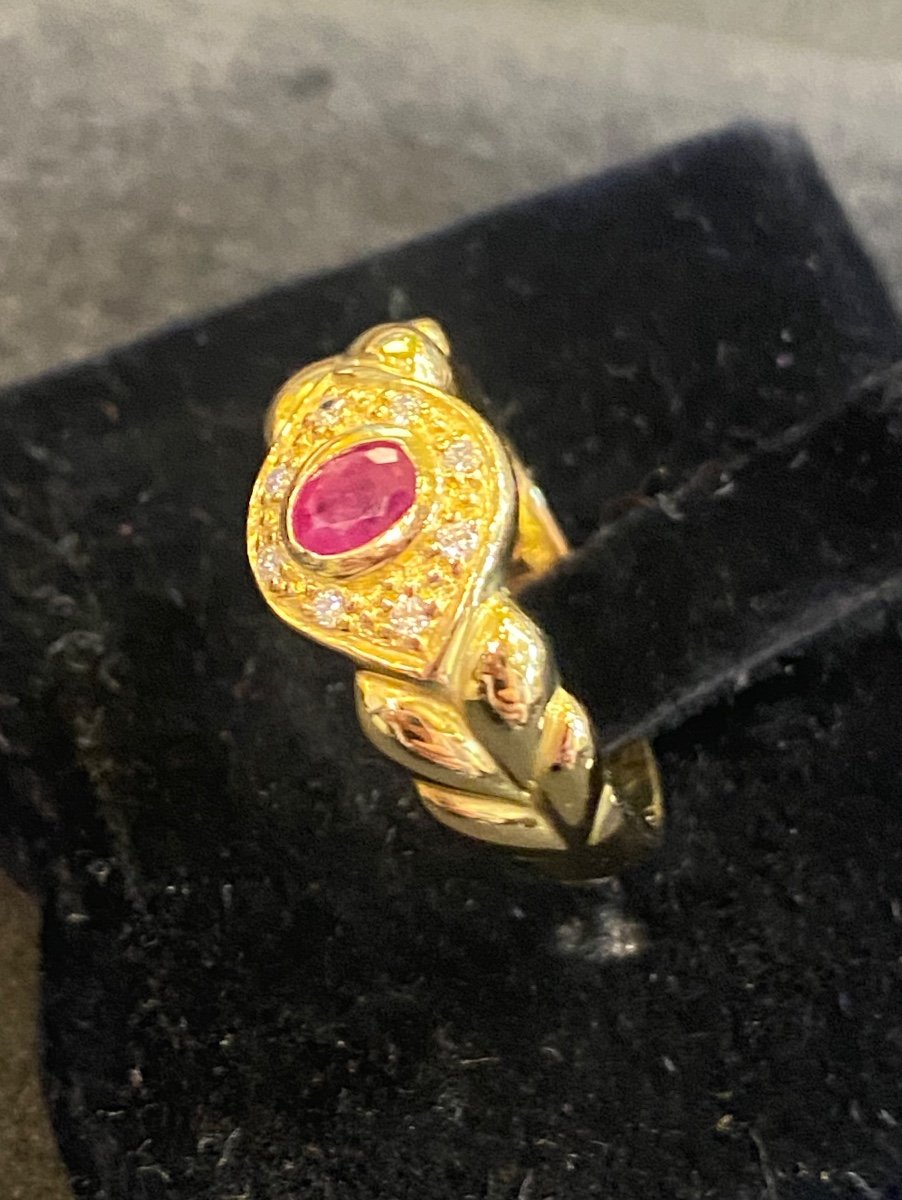 Ruby And Diamond Braided Ring-photo-2