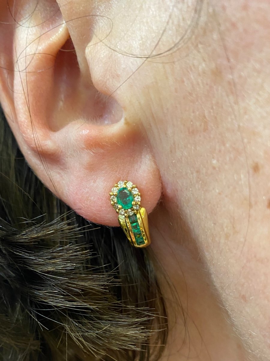 A Pair Of Emerald And Diamond Earrings -photo-2