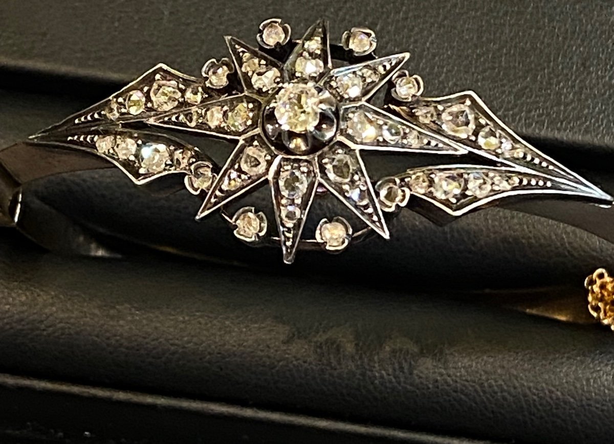 Bracelet Jonc Napoleon III roses de diamants -photo-2