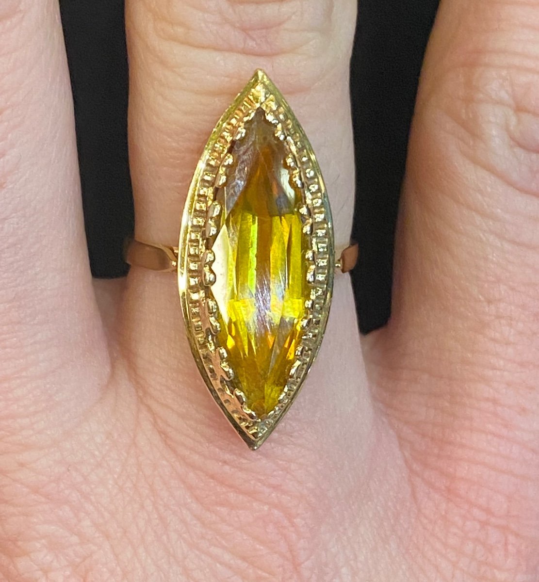Yellow Stone Marquise Ring -photo-2