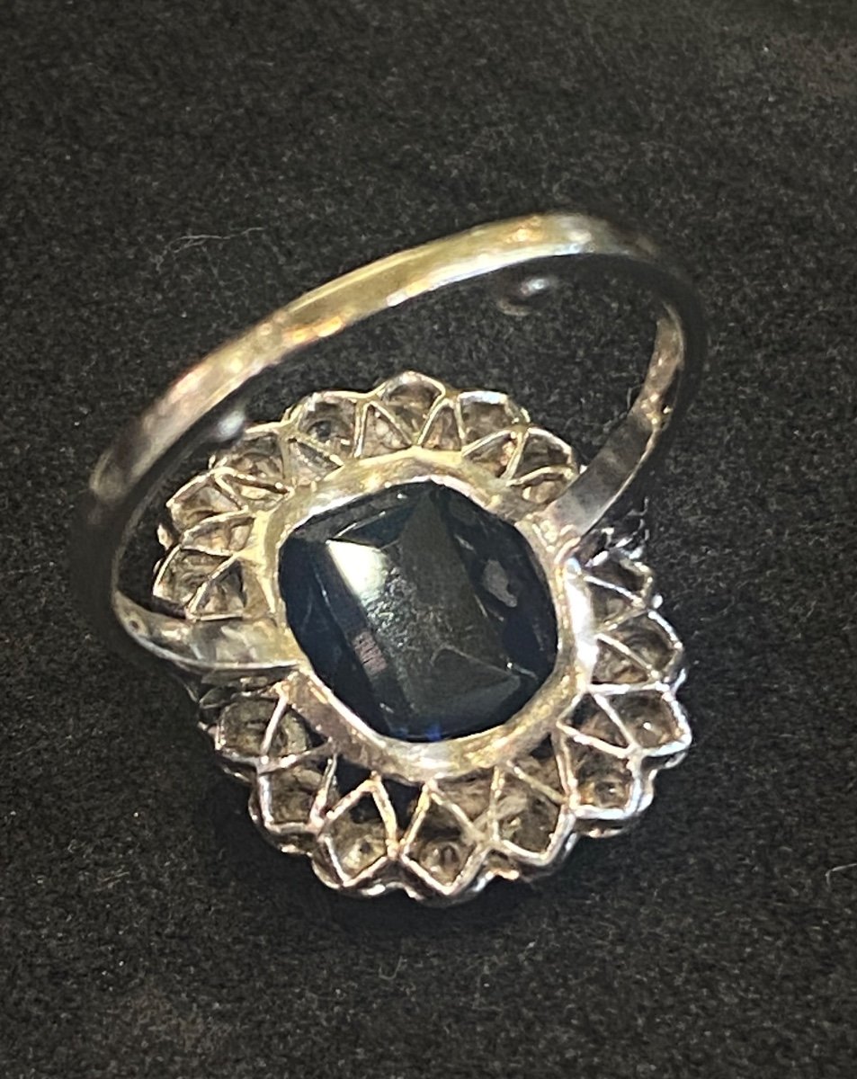 Bague Pavage Saphir Et Diamants art déco-photo-4