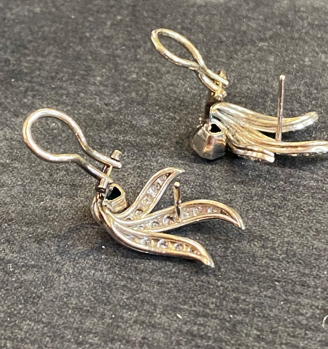 A Pair Of Emerald And Diamond Earrings -photo-3
