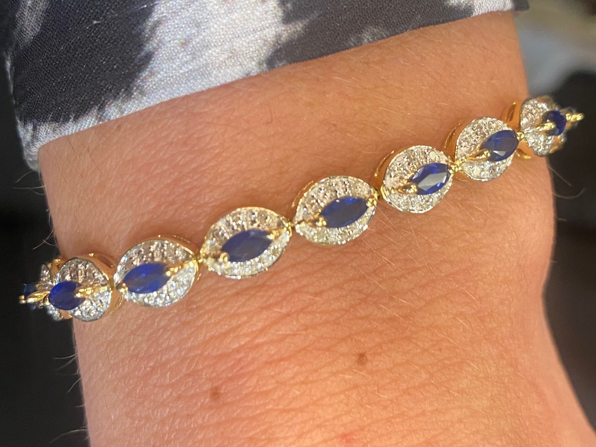 Bracelet Ligne Saphirs Diamants -photo-2