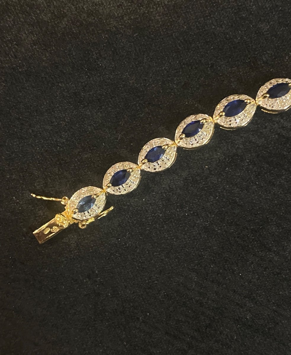 Bracelet Ligne Saphirs Diamants -photo-3