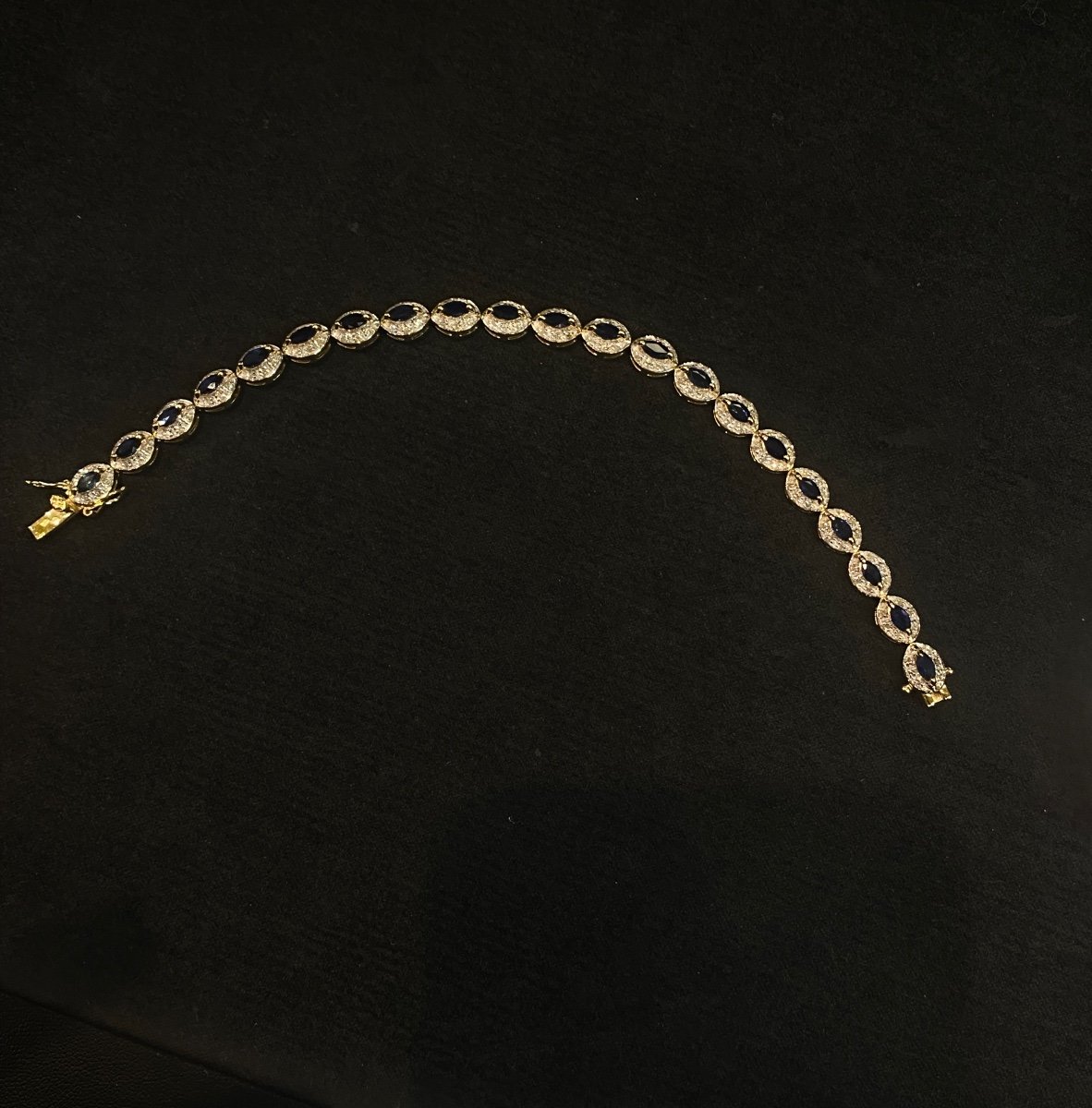 Bracelet Ligne Saphirs Diamants -photo-4