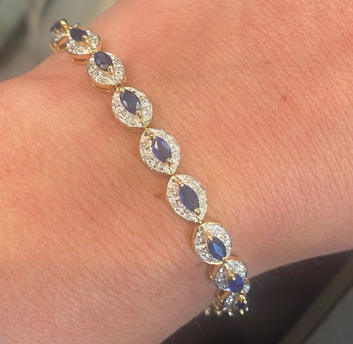 Bracelet Ligne Saphirs Diamants 