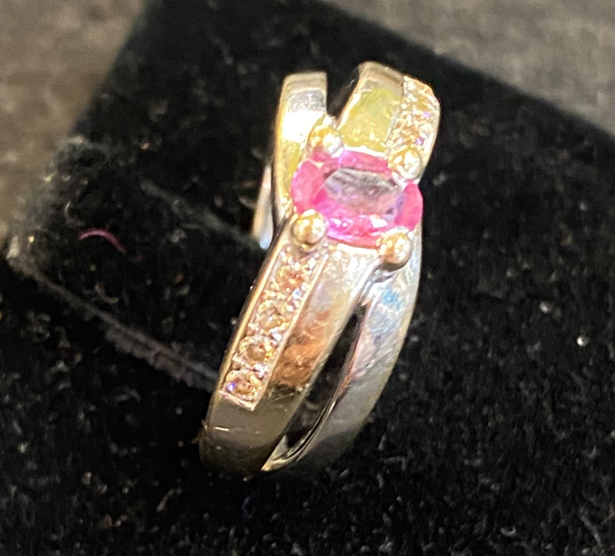 Pink Sapphire And Diamond Cross Ring -photo-3