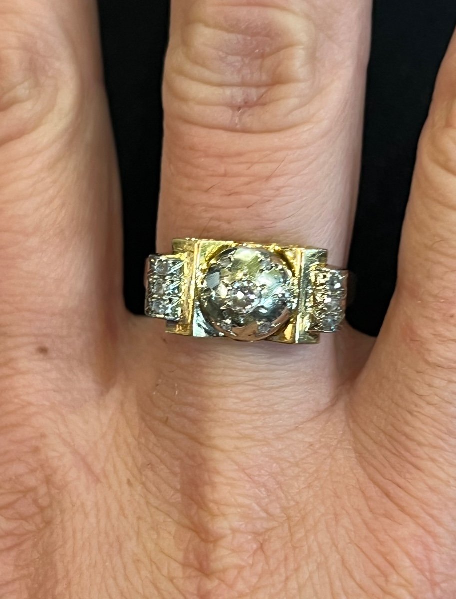 Two Tone Gold Tank Ring-photo-2