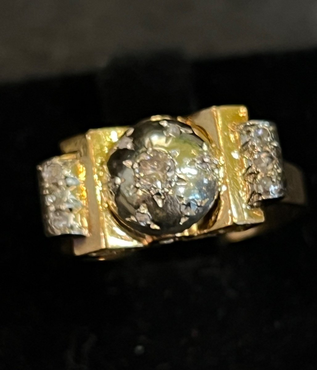 Two Tone Gold Tank Ring