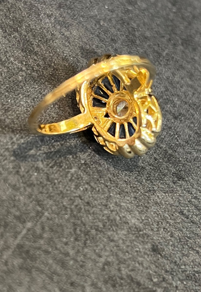 Bague navette Diamants Et Saphirs -photo-4