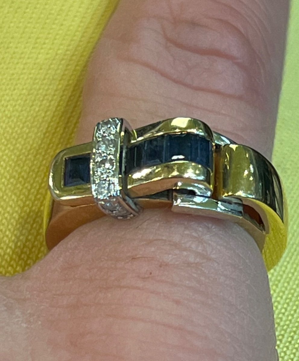 Sapphire And Diamond Loop Ring -photo-2
