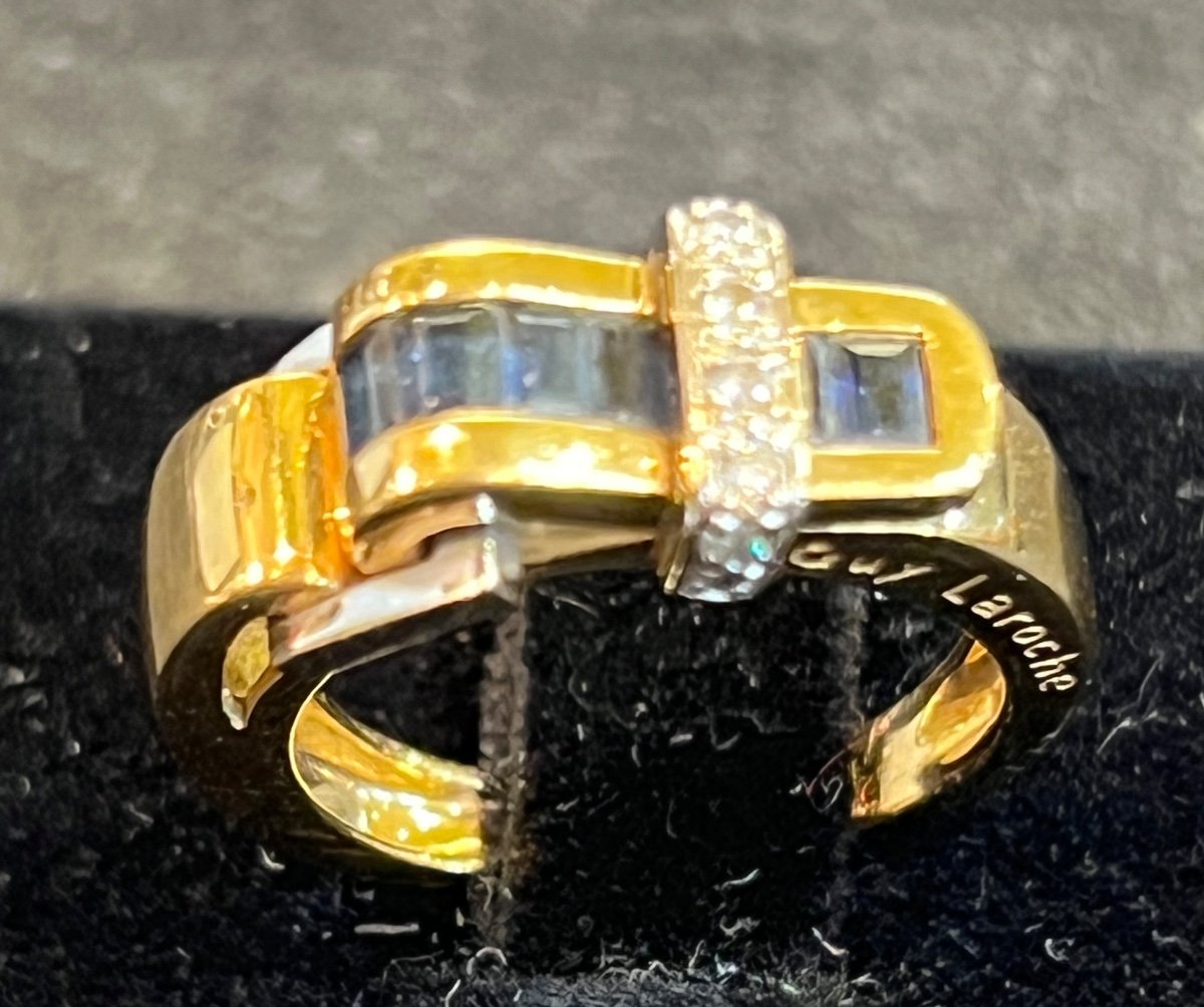 Sapphire And Diamond Loop Ring 