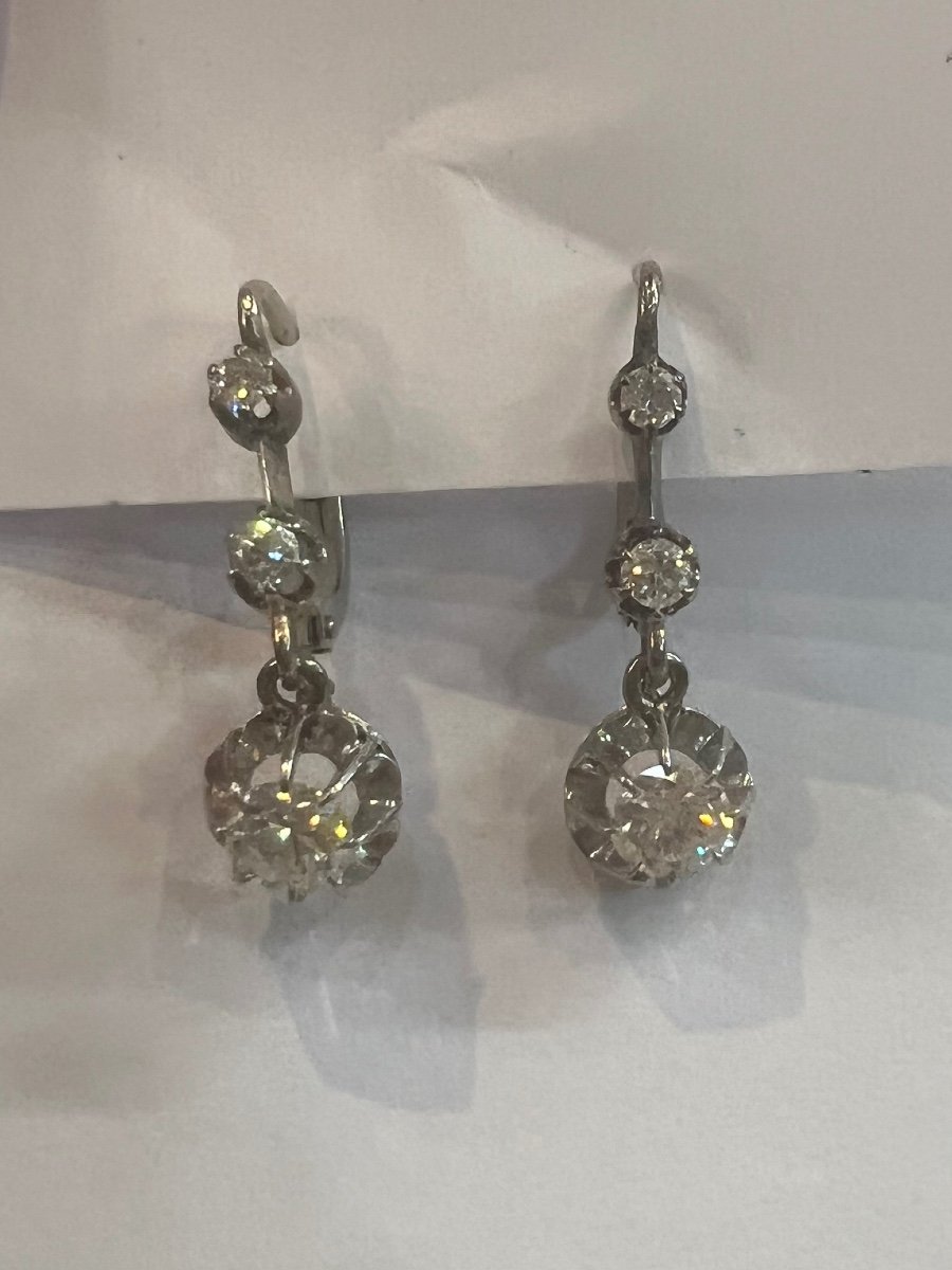 A Pair Of Diamond Sleeper Earrings -photo-2