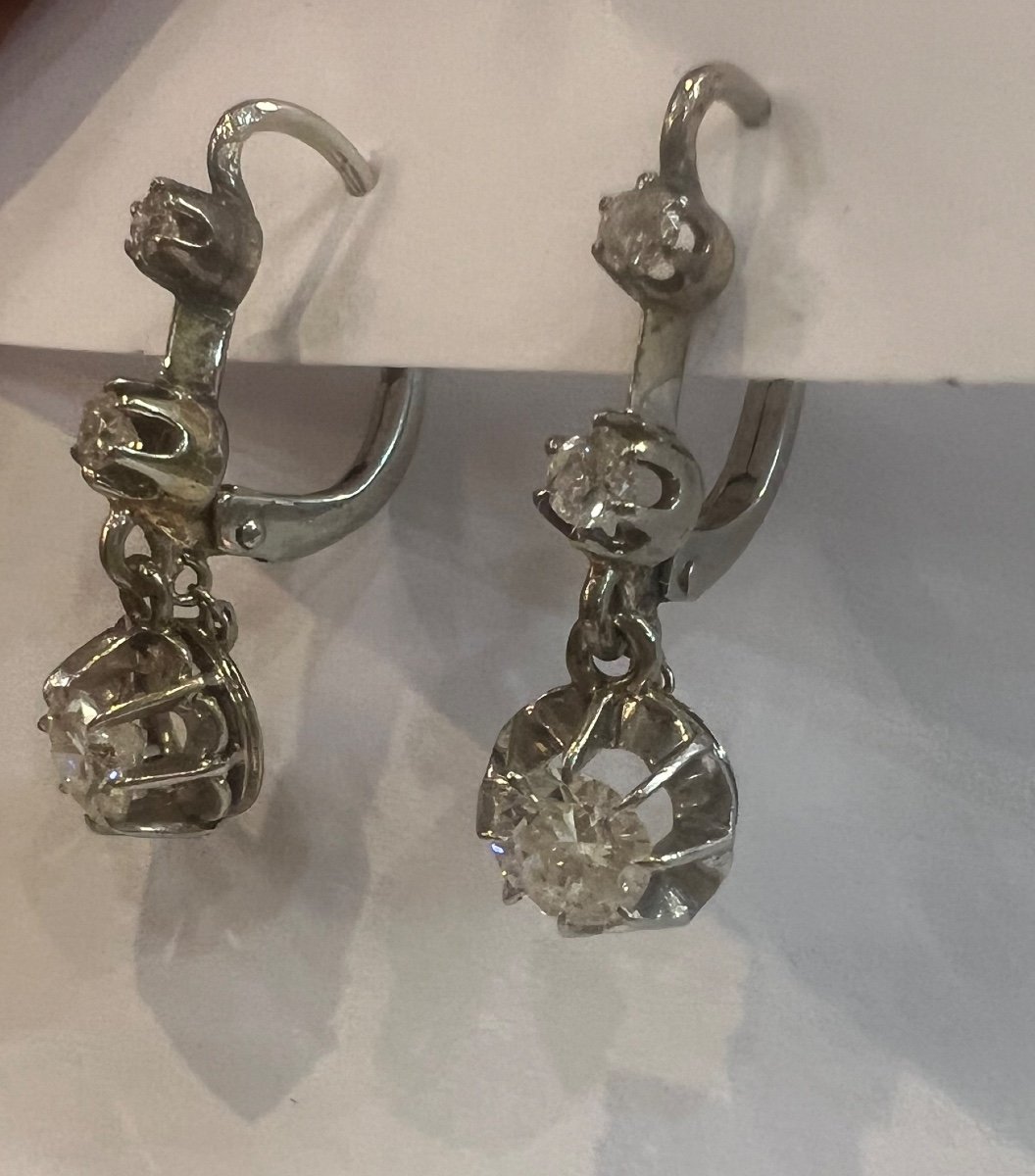A Pair Of Diamond Sleeper Earrings -photo-3