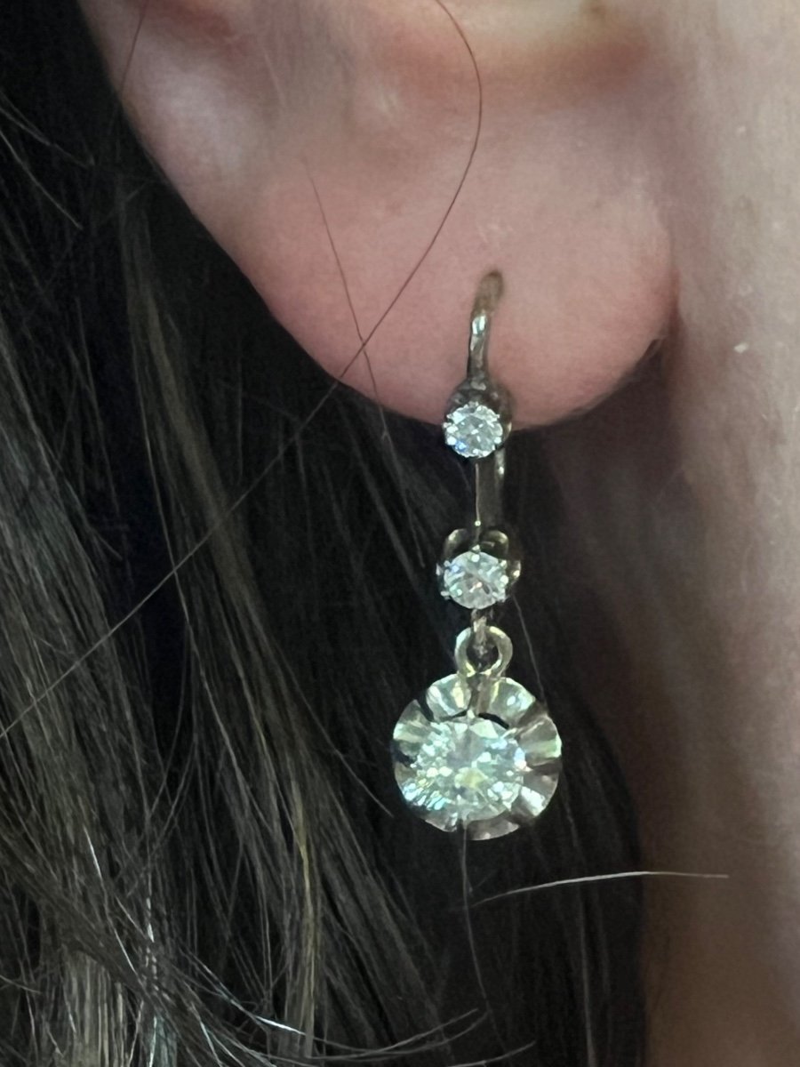 A Pair Of Diamond Sleeper Earrings 