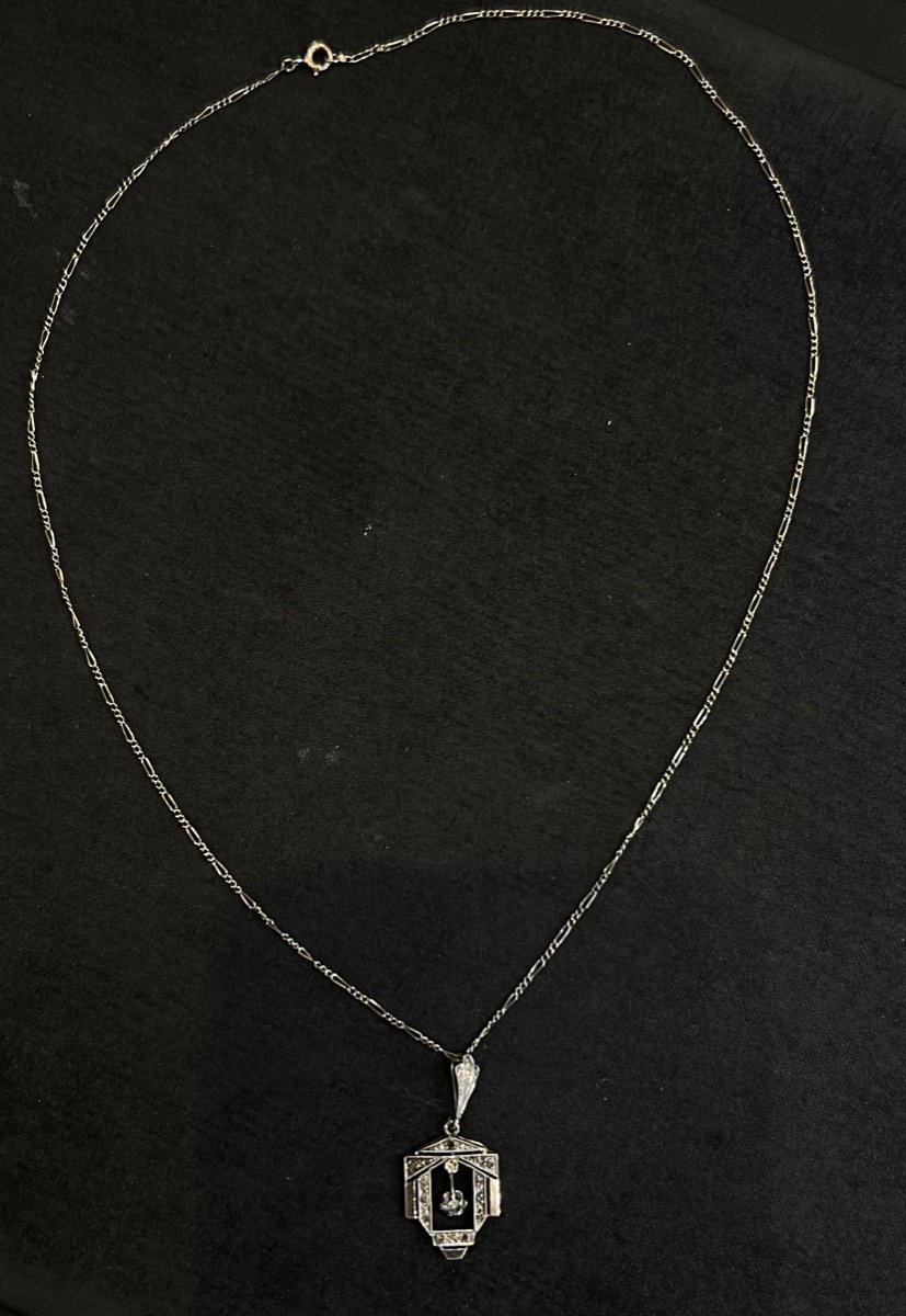 Collier Art Déco roses de diamants  -photo-2
