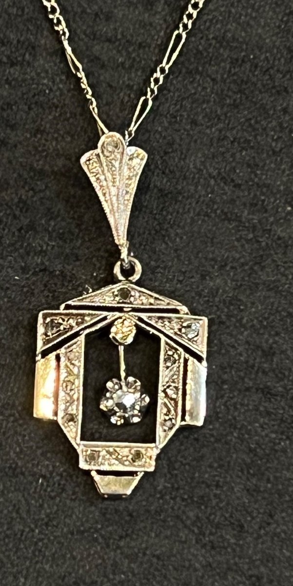 Collier Art Déco roses de diamants  -photo-3