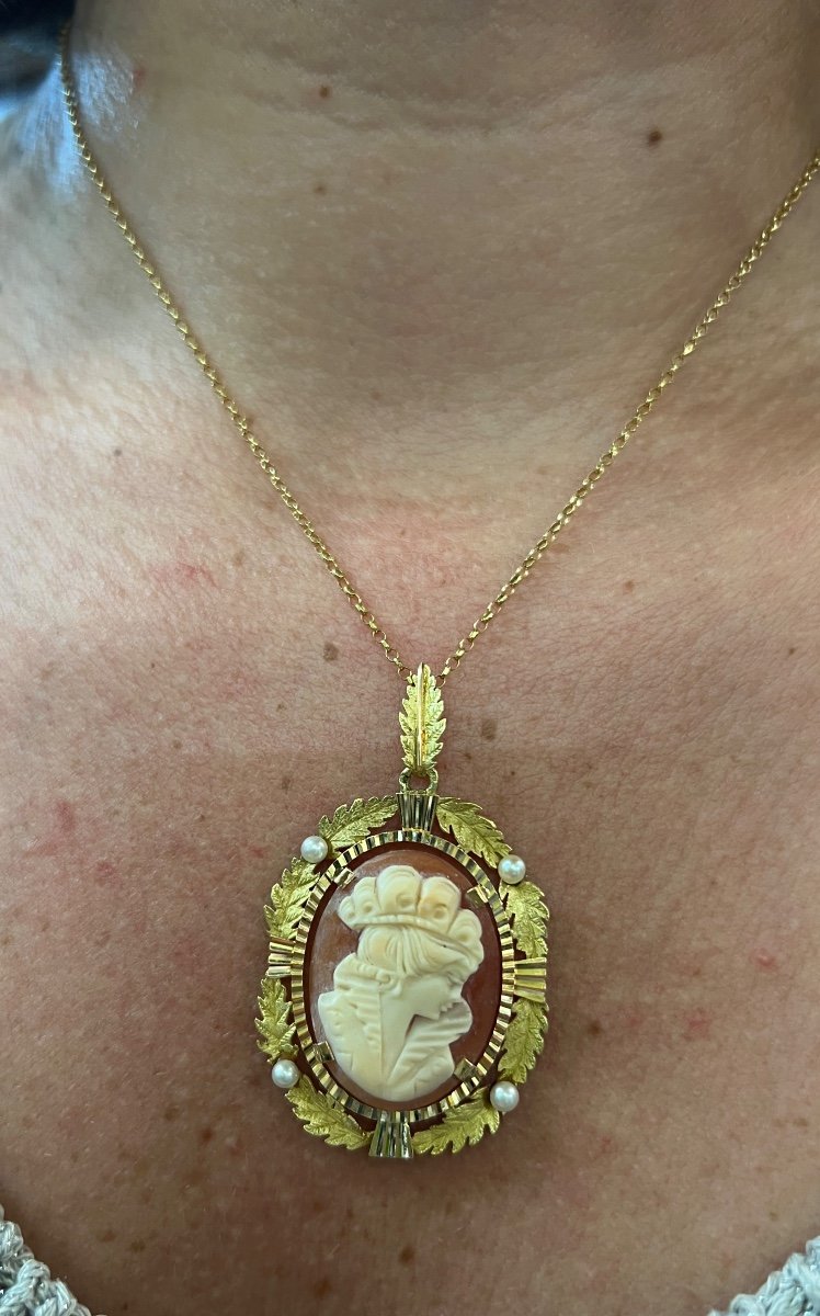 Pendentif Camée Et Perles -photo-2