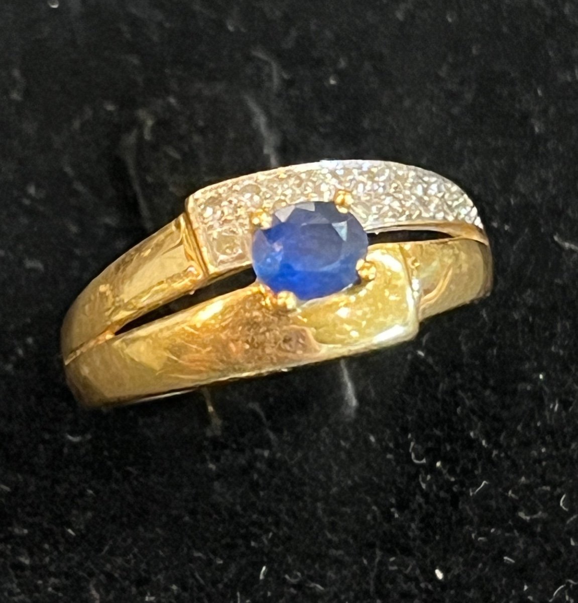 Bague Bandeau Saphir Et Diamants-photo-4