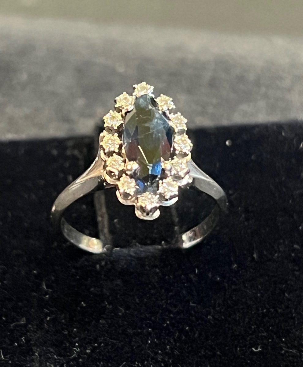 Marquise Sapphire And Diamond Ring 