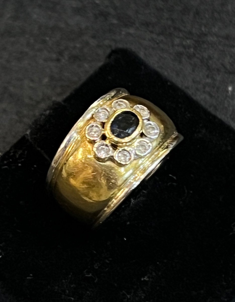 Bague Bandeau Saphir Et Diamants -photo-4