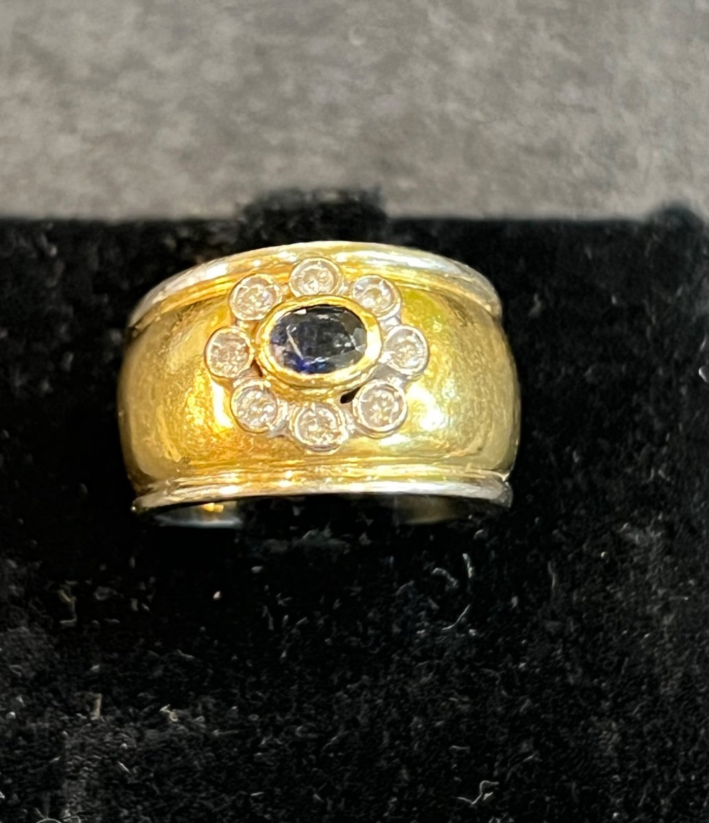 Bague Bandeau Saphir Et Diamants 