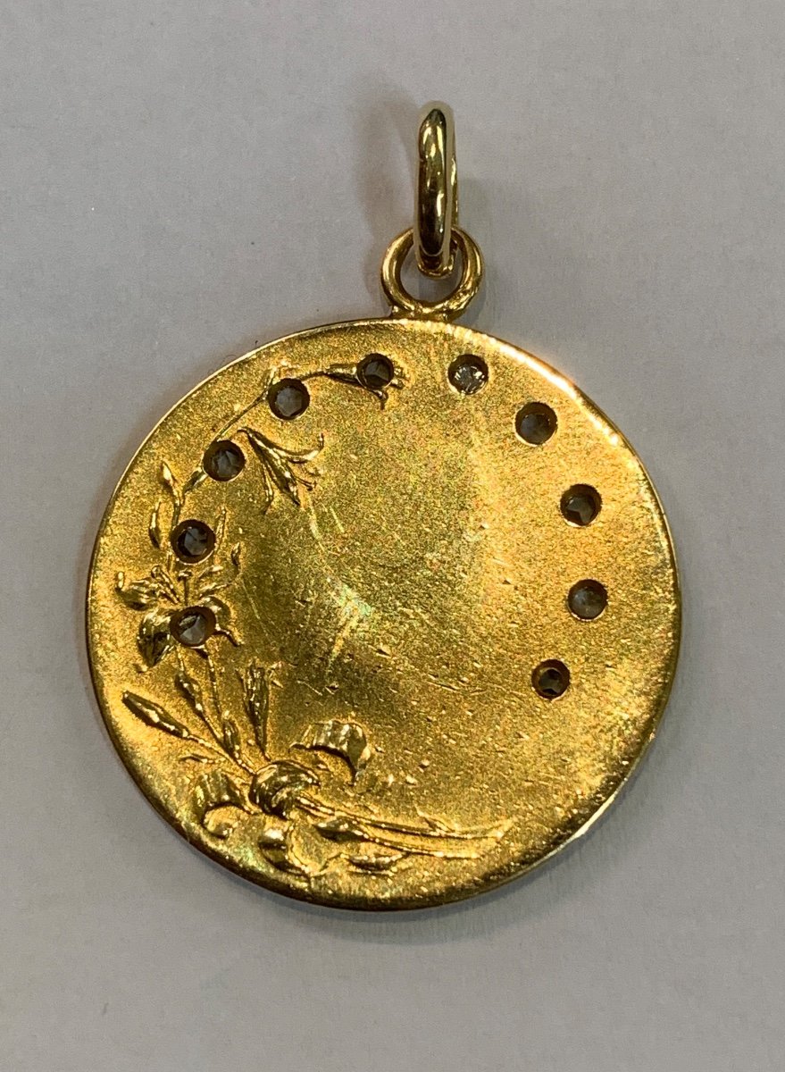 Médaille Vierge entourée de roses de diamants-photo-2