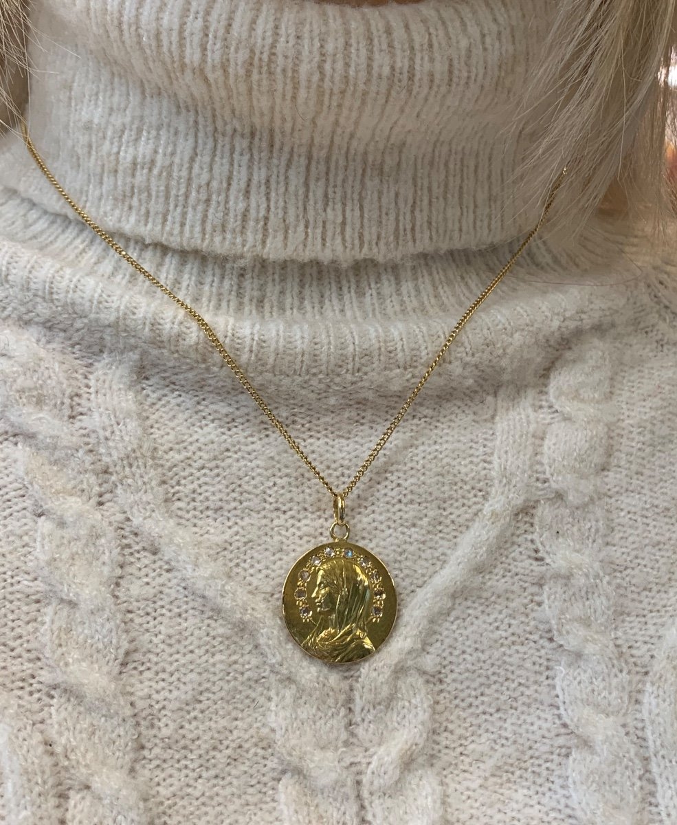 Médaille Vierge entourée de roses de diamants-photo-3