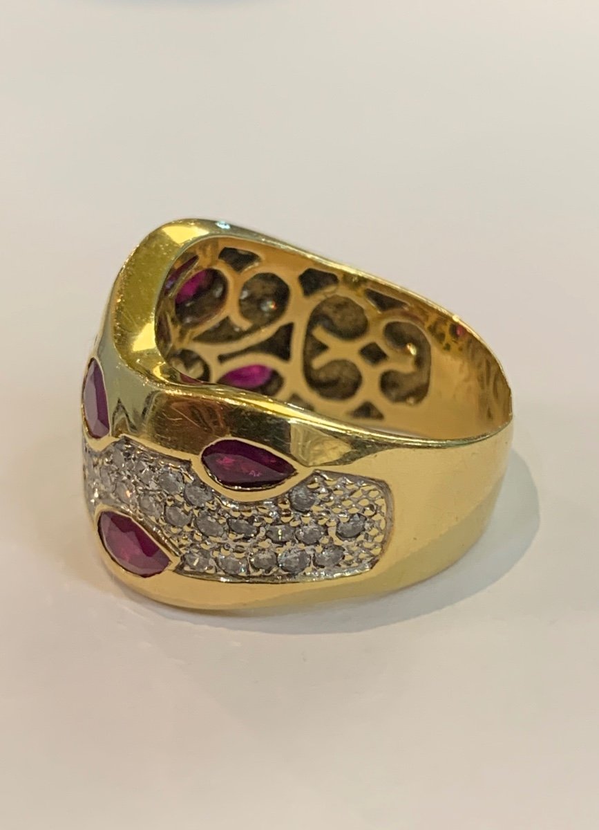 Bague Bandeau Rubis Et Diamants-photo-3