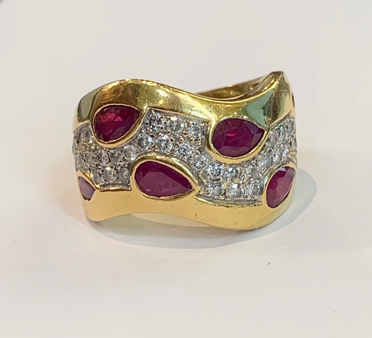Bague Bandeau Rubis Et Diamants-photo-4