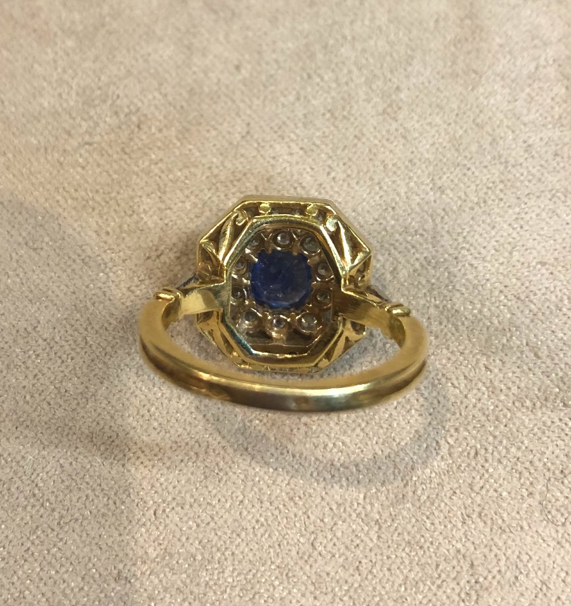 Octagonal Sapphire And Diamond Ring-photo-4