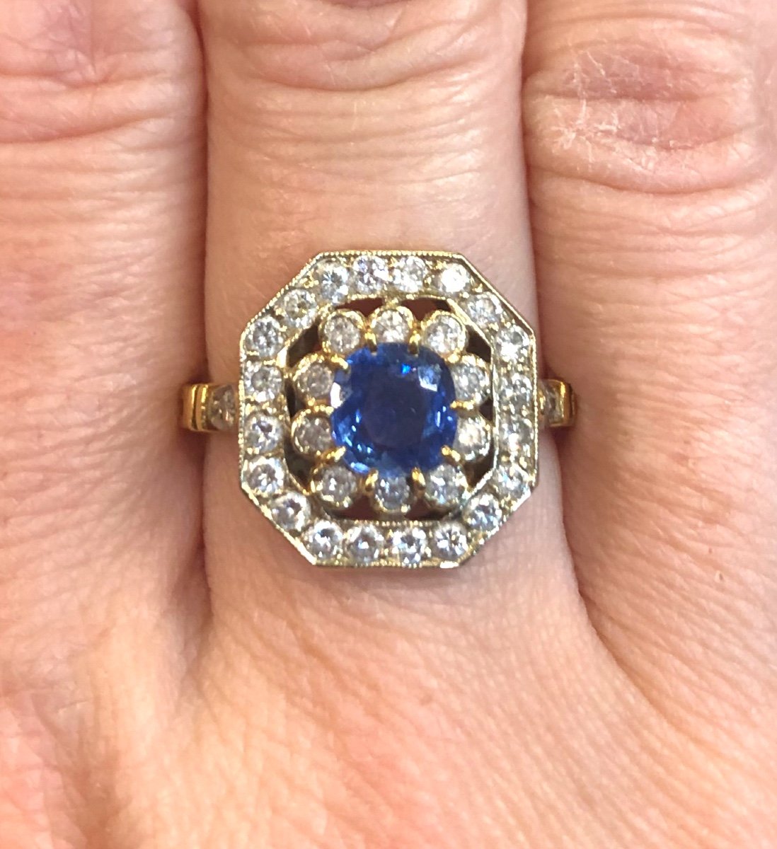 Octagonal Sapphire And Diamond Ring-photo-1