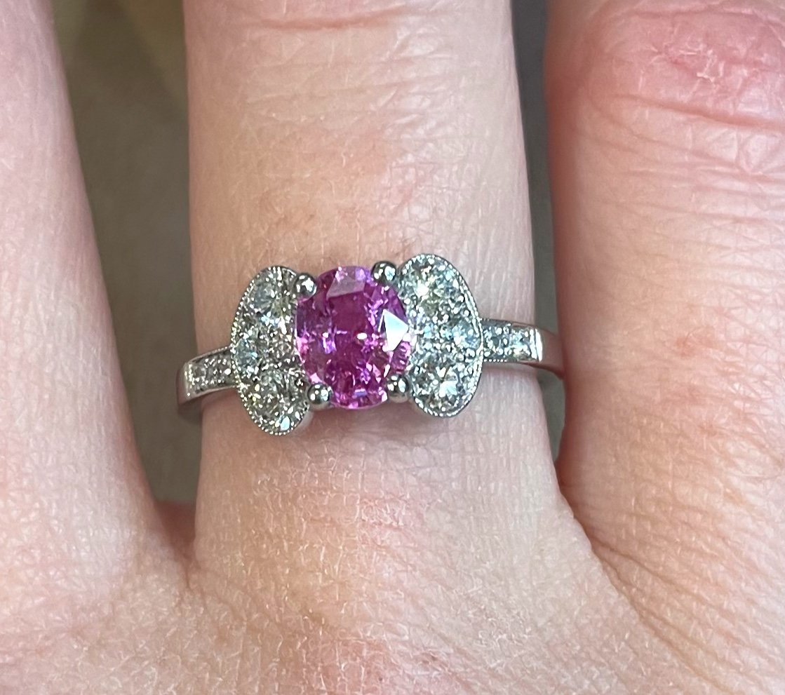 Bague Saphir Rose Et Diamants-photo-2