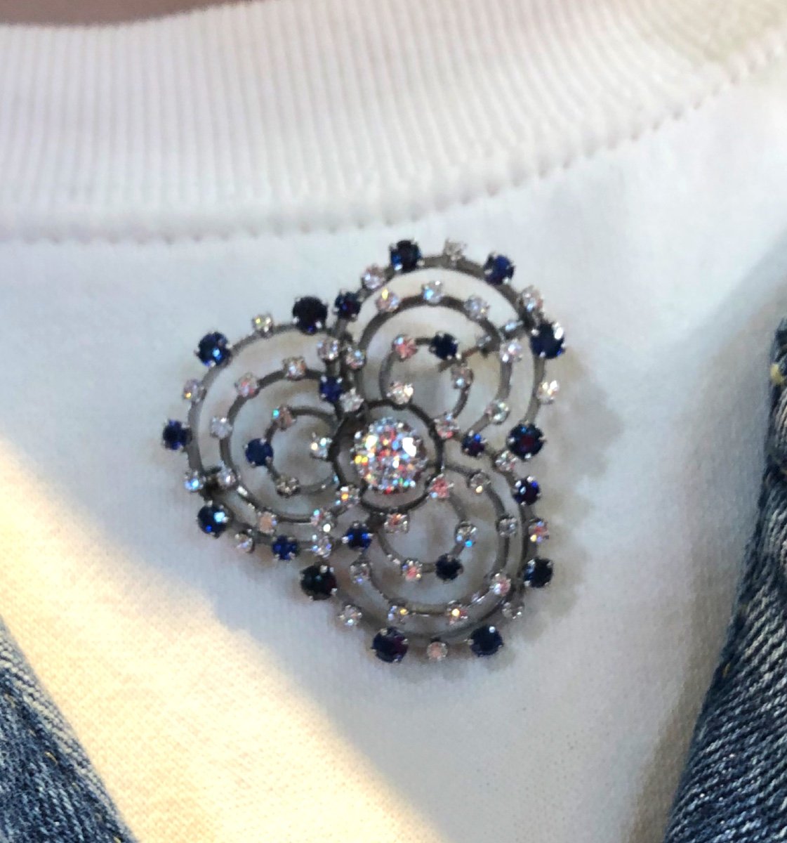 Pendant And Brooch Sapphires Diamonds-photo-3