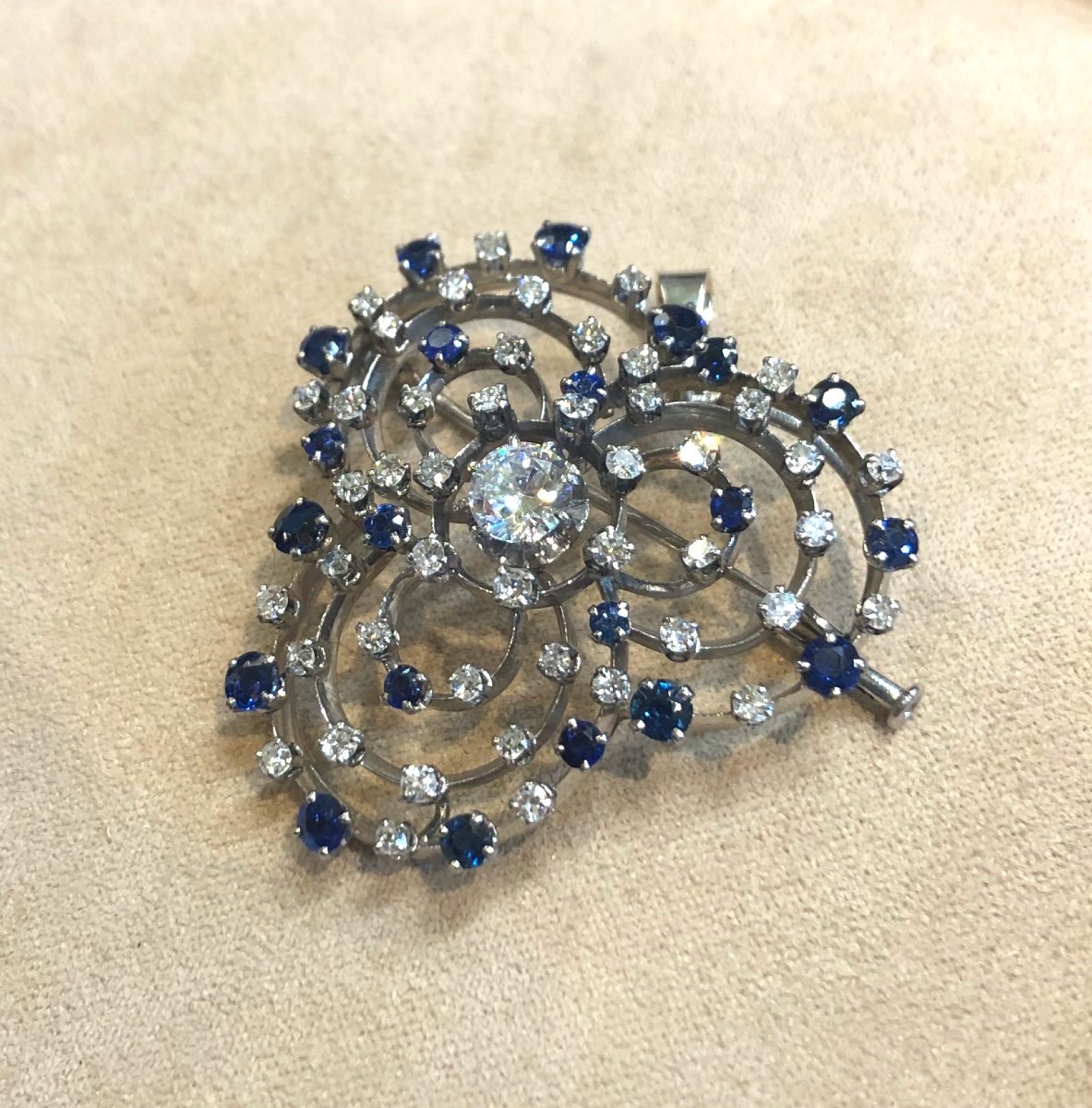 Pendant And Brooch Sapphires Diamonds