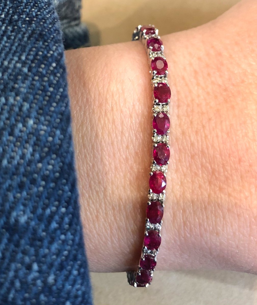 Bracelet Ligne Rubis Et Diamants