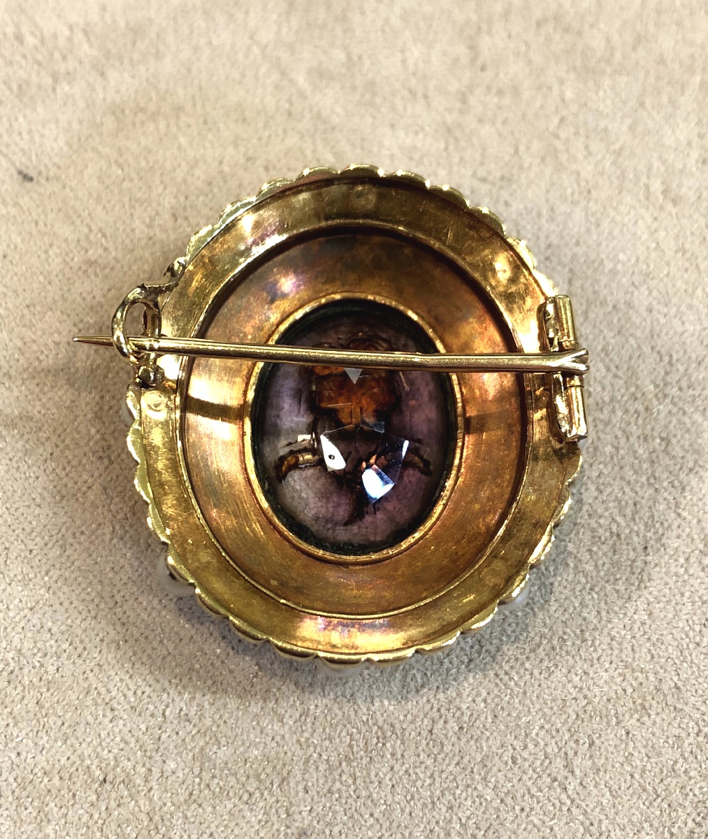 Amethyst, Pearl And Diamond Rose Brooch-photo-3