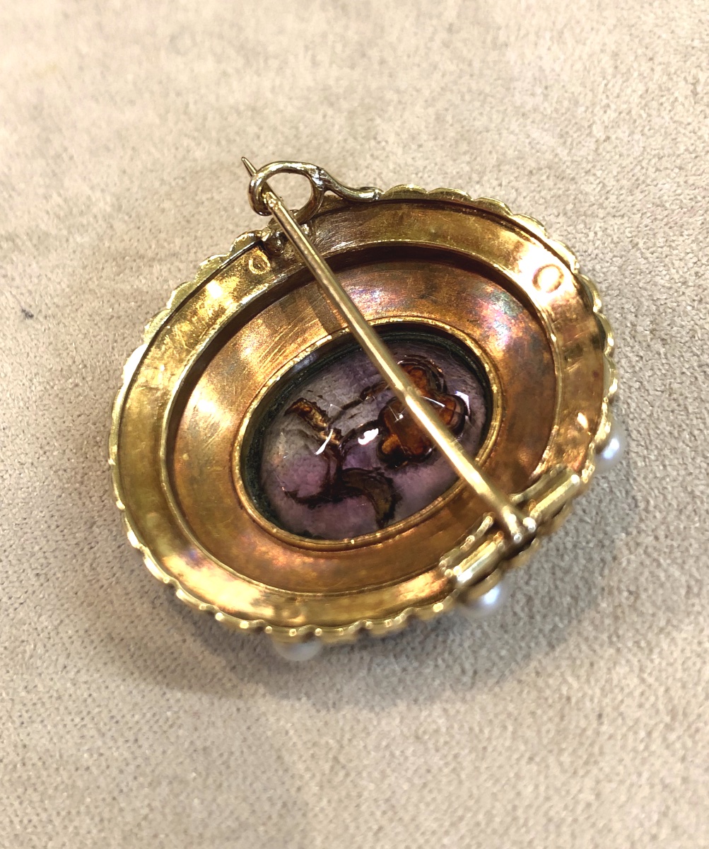 Amethyst, Pearl And Diamond Rose Brooch-photo-4