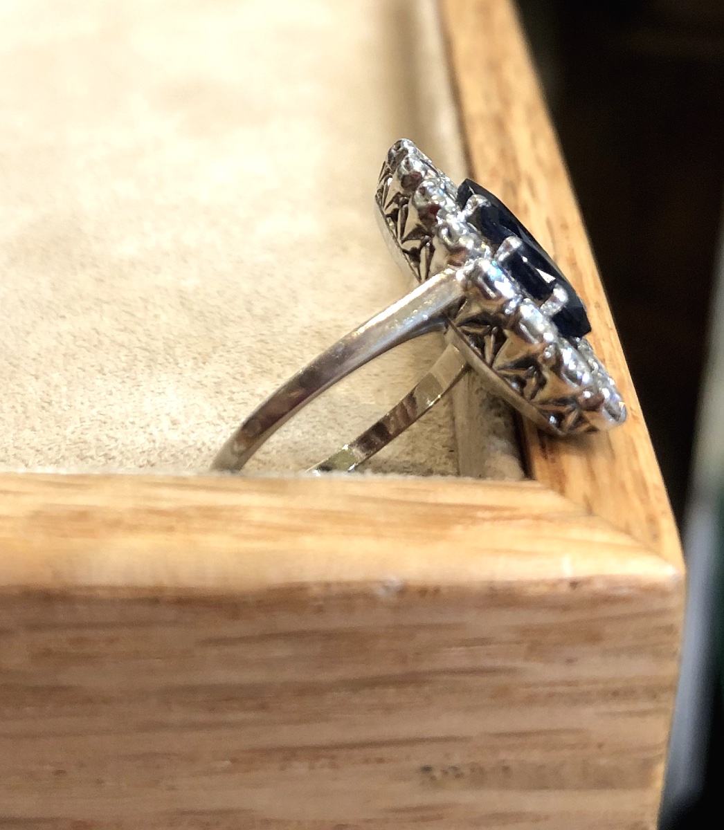 Bague Marquise Saphir Et Diamants-photo-2