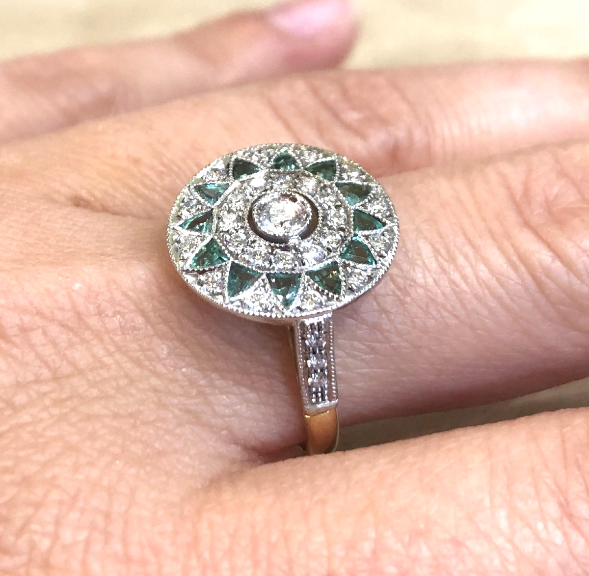 Bague Ronde émeraudes Et Diamants-photo-2