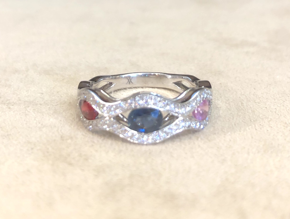 Bague entrelacée saphirs-photo-4
