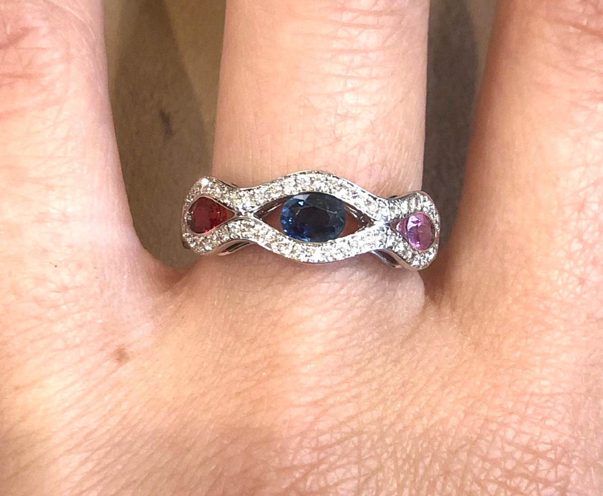 Bague entrelacée saphirs-photo-5