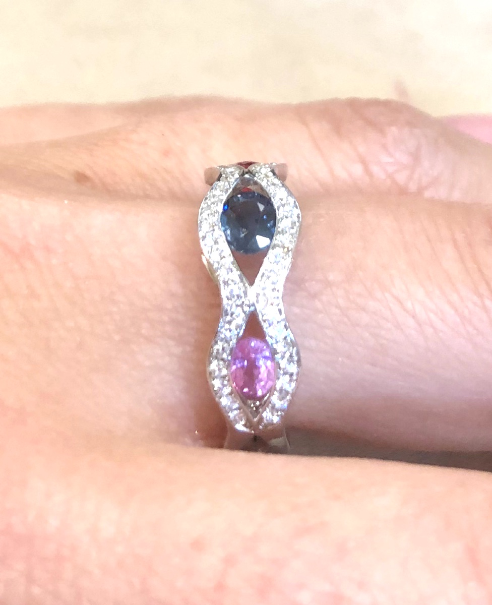 Bague entrelacée saphirs-photo-7